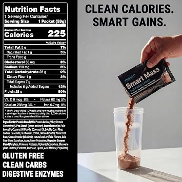 PEScience Smart Mass Gainer, Gourmet Chocolate, 14 Packets | Lean Muscle Weight Gainer, Whey Protein & Casein Protein Blend, Slow-Digesting Carbs, Maltodextrin-Free