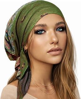Cashmere Headscarf Headwear for Women Tichel Super Soft Headcovering Head cover Head wear Pre tied Bandana Handmade