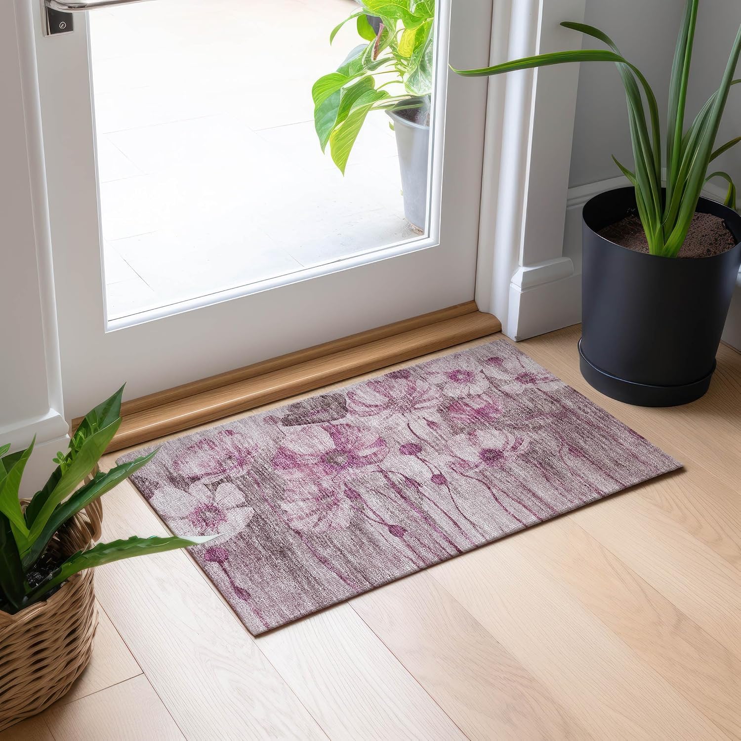 Addison Rugs Chantille ACN712 Plum 1'8" x 2'6" Indoor Outdoor Area Rug, Easy Clean, Machine Washable, Non Shedding, Bedroom, Entry, Living Room, Dining Room, Kitchen, Patio Rug