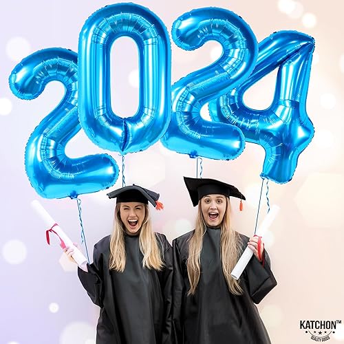 Miniatura 6 de KatchOn, Globos azules de graduación 2024, enormes, 42 pulgadas, globos azules 2024, globos de aluminio 2024, decoraciones de graduación de clase de