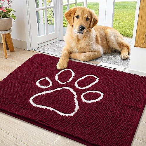 Miniatura 178 de Smiry Tapete para puerta de perro para patas fangosas, absorbente que atrapa la suciedad, antideslizante, de secado rápido, lavable, tapete de