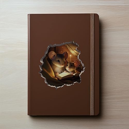 Miniatura 3 de Calcomanía de ratón para padres e hijos con agujero de ratón, calcomanía de pared 3D con agujero de ratón