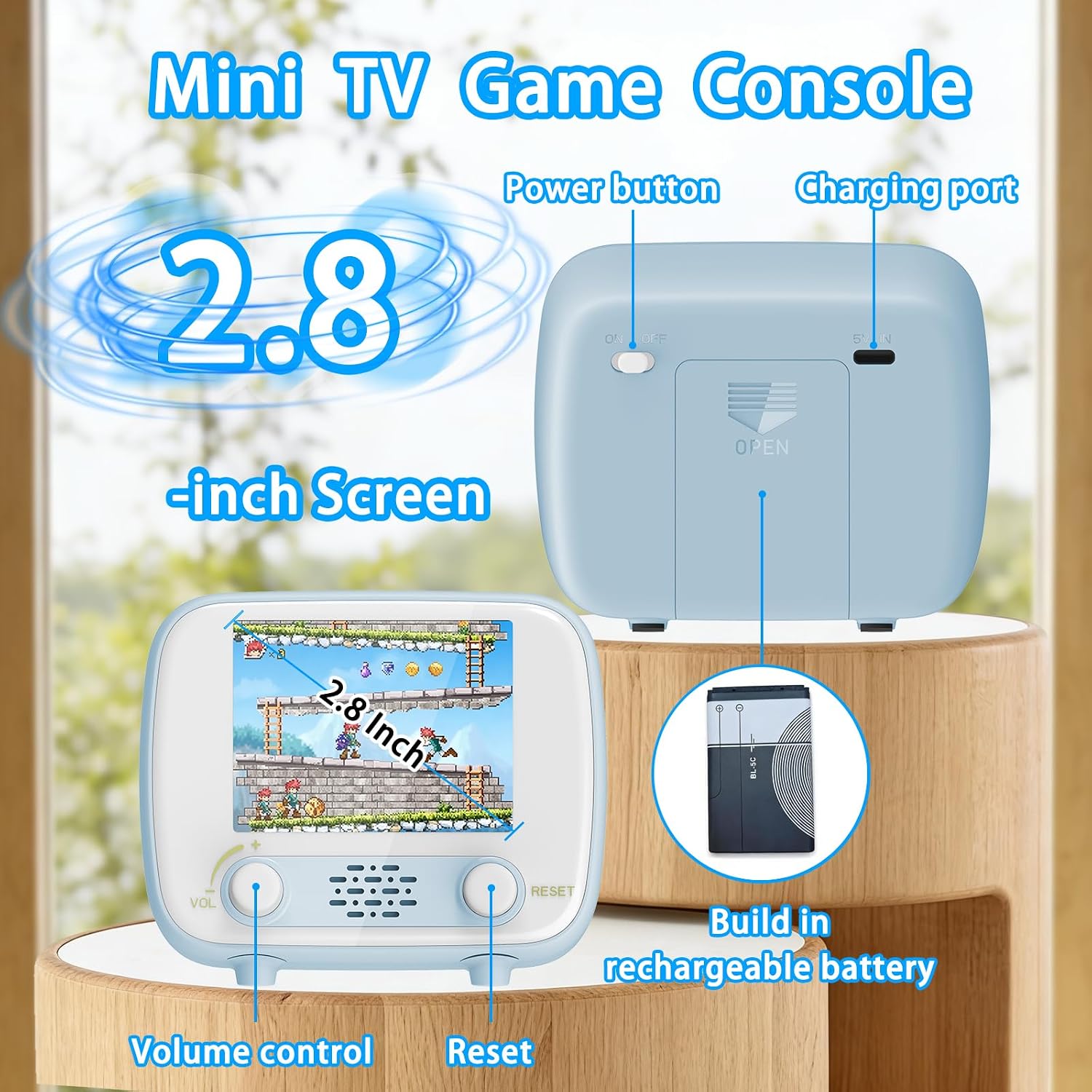 Handheld Game Console for Kids, Retro Mini Video Game Console with 2.8” Screen, Built-in 220 Classic Games, Rechargeable Portable Gaming Toy, No WiFi Needed, Gift for Boys Girls, Blue 6 81eFN4w8GIL. AC SL1500