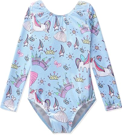 HOZIY Gymnastics Leotards for Girls Unicorn Pink Purple Sparkly Dancewear Activewear Quick Dry