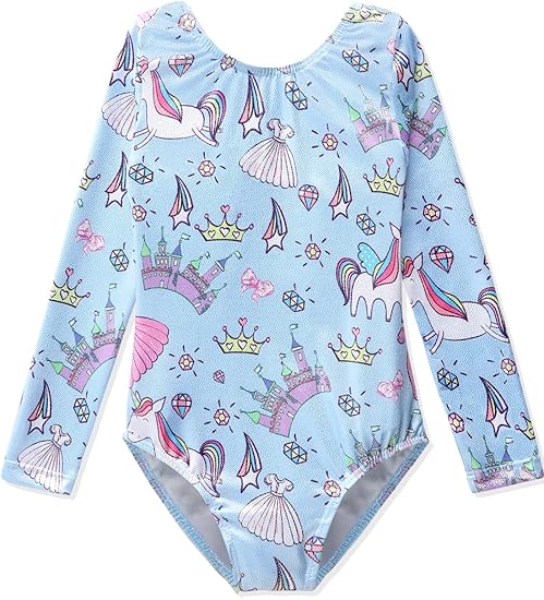 HOZIY Gymnastics Leotards for Girls Unicorn Pink Purple Sparkly Dancewear Activewear Quick Dry
