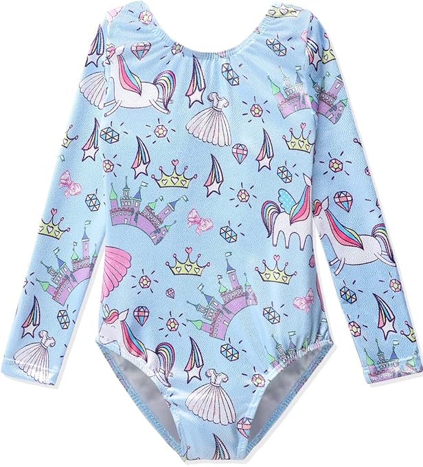 HOZIY Gymnastics Leotards for Girls Unicorn Pink Purple Sparkly Dancewear Activewear Quick Dry