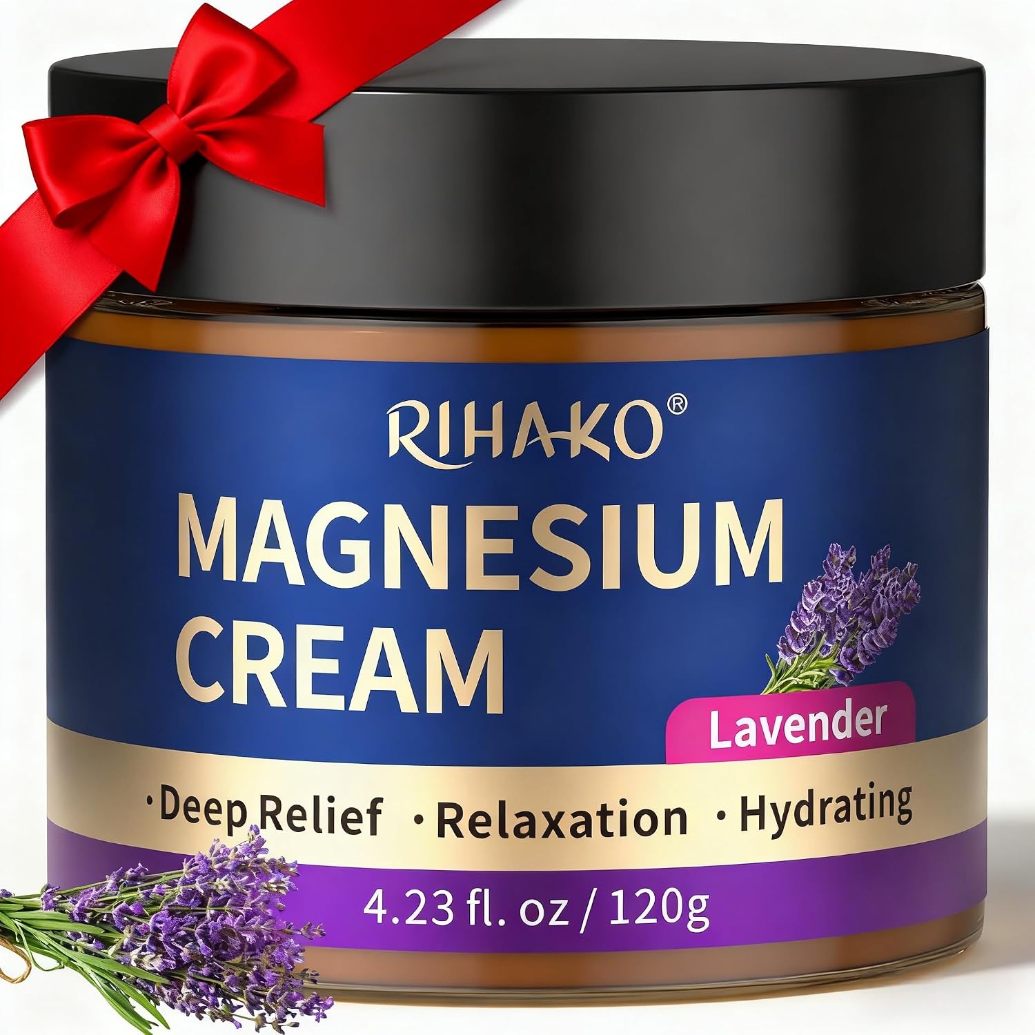 RIHAKO Easter Gifts Lavender Magnesium Lotion, Nighttime Magnesium Cream for Sleep–Restless Legs Relief, Muscle Soreness & Leg Cramp Support Calming Lotion for Women-Womens Relaxation Gifts