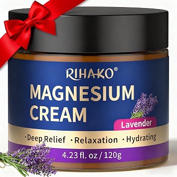 RIHAKO Easter Gifts Lavender Magnesium Lotion, Nighttime Magnesium Cream for SleepRestless Legs Relief, Muscle Soreness & Leg Cramp Support Calming Lotion for Women-Womens Relaxation Gifts