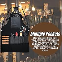 Vista 7 de TBP Delantal de peluquero profesional con 8 bolsillos de cuero impermeables, resistente de alta calidad, ideal para estilistas, cocina, chef