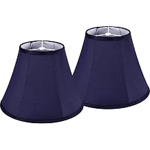 Blue Bell Lamp Shades Set of 2 Medium Lamp Shade 6" Top x 13" Bottom x 9.8" HighSpider Traditional Fabric Lampshade for Table Lamp & Bedside Lamp - Side Ribbing Imperial Shade Hand Crafted By GO&SO