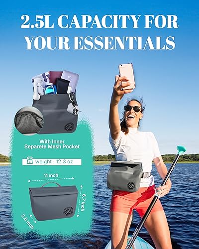 Miniatura 5 de niphean Bolsa seca impermeable IPX7 con cierre magnético con una sola mano, bolsa impermeable duradera para kayak, tabla de remo, playa, natación,