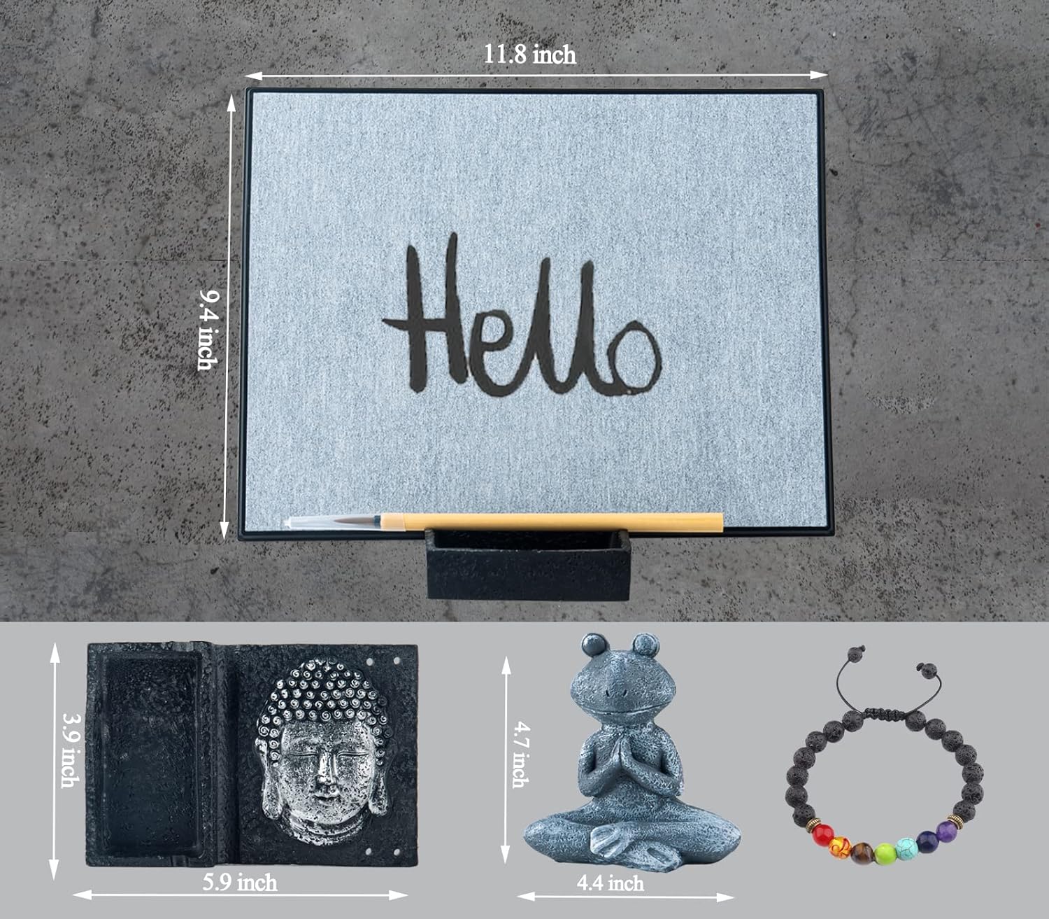 Buddha Zen Board Zen Meditation Board Inkless Drawing Board Ideal Buddha Frog Sculpture Relaxation Gifts for Women Or Men Cool Japanese Gifts - view 2