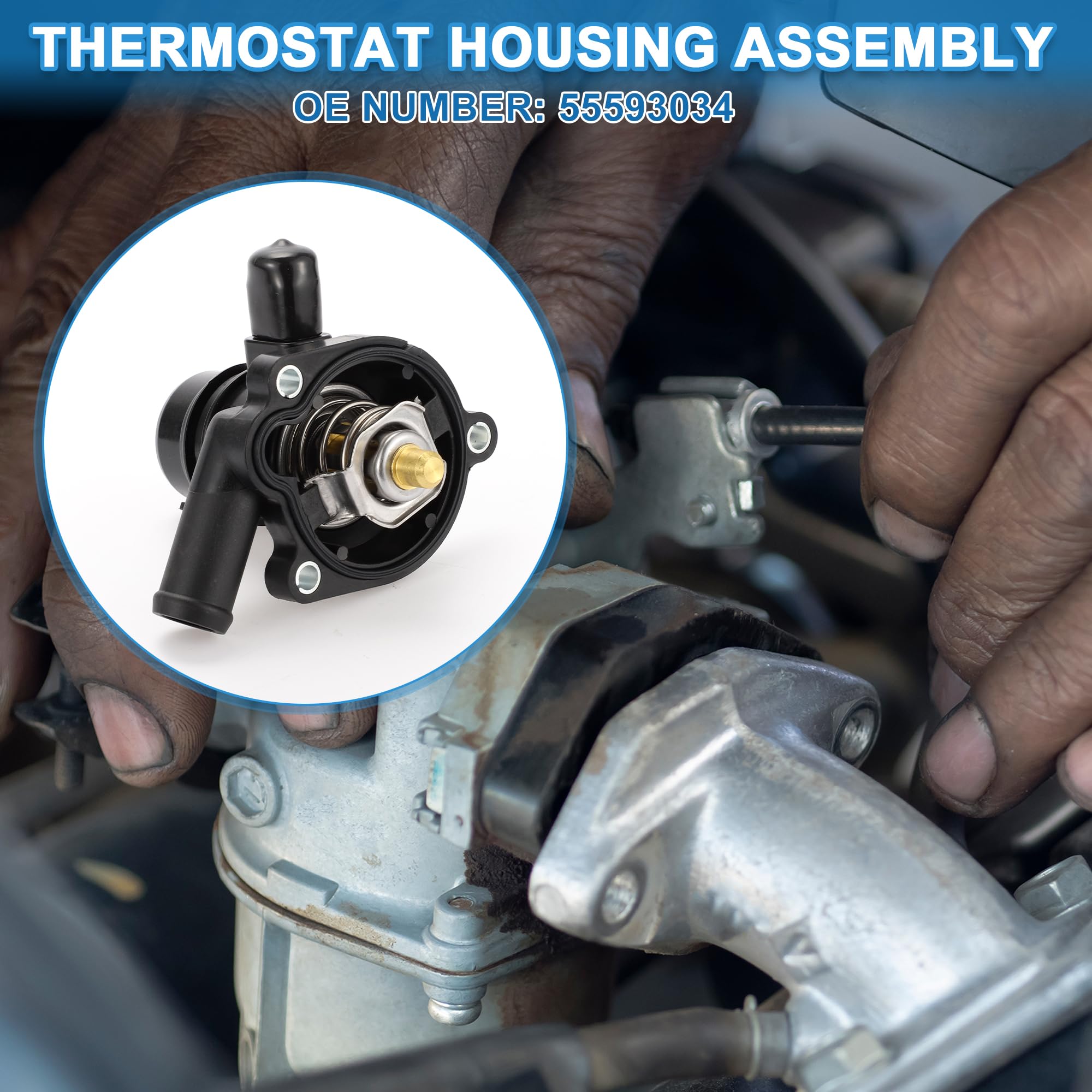 A ABSOPRO Termostato N.55593034 Per Chevrolet Cruze 11-16 1pc | Per Buick Encore 13-17,Per Chevrolet Sonic 12-17,Per Chevrolet Trax 13-17, OE 55593034, Nero, Plastica, Regola Flusso Acqua