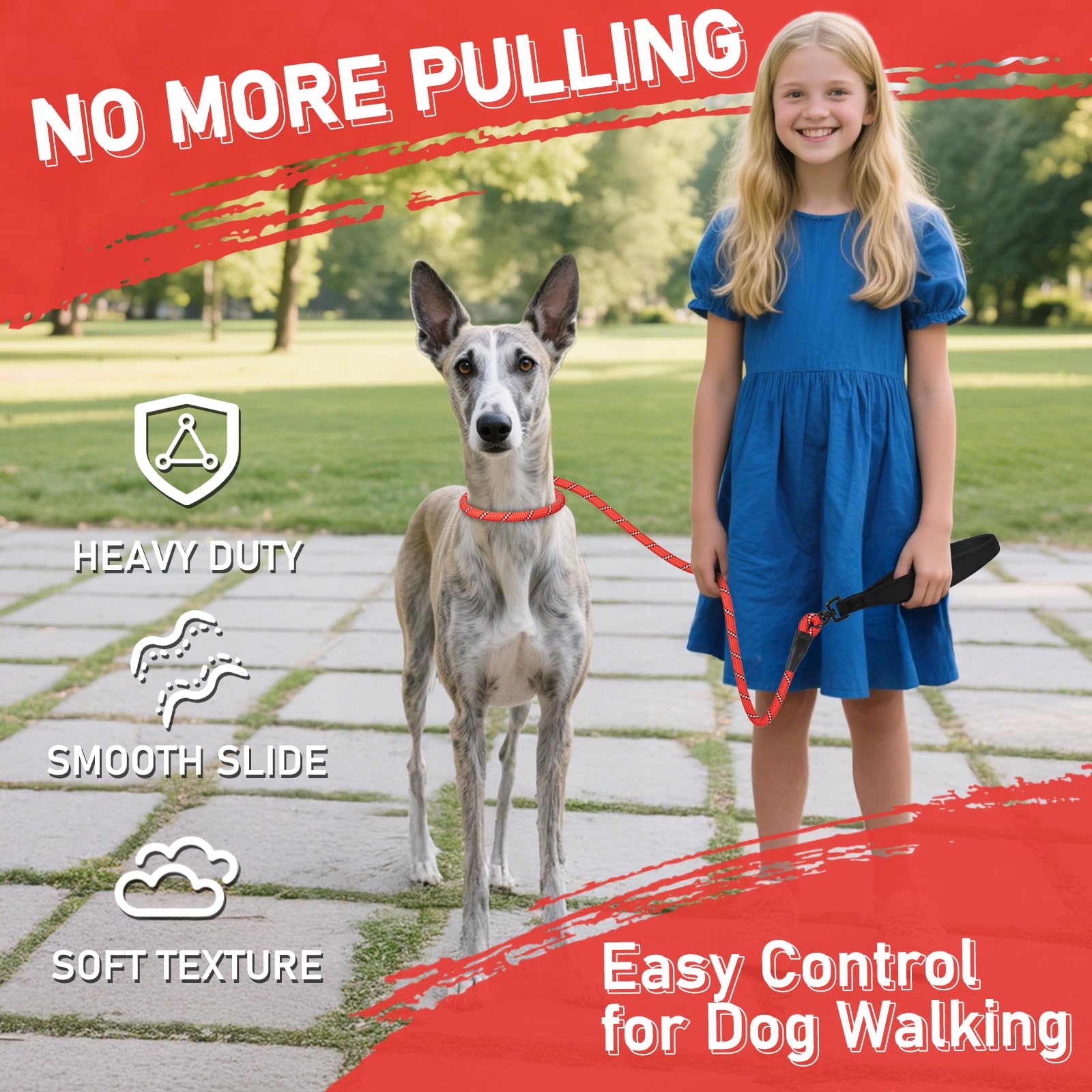 Kdsvakd Slip Lead for Dogs Pet Leash with 360° Rotation Comfy Handle Adjustable Collar and Attachment - Image 3