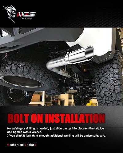 Vista 24 de MZS Punta de escape, acero inoxidable 5 "entrada 8 "salida 15" longitud escape escape escape universal ángulo inclinado corte