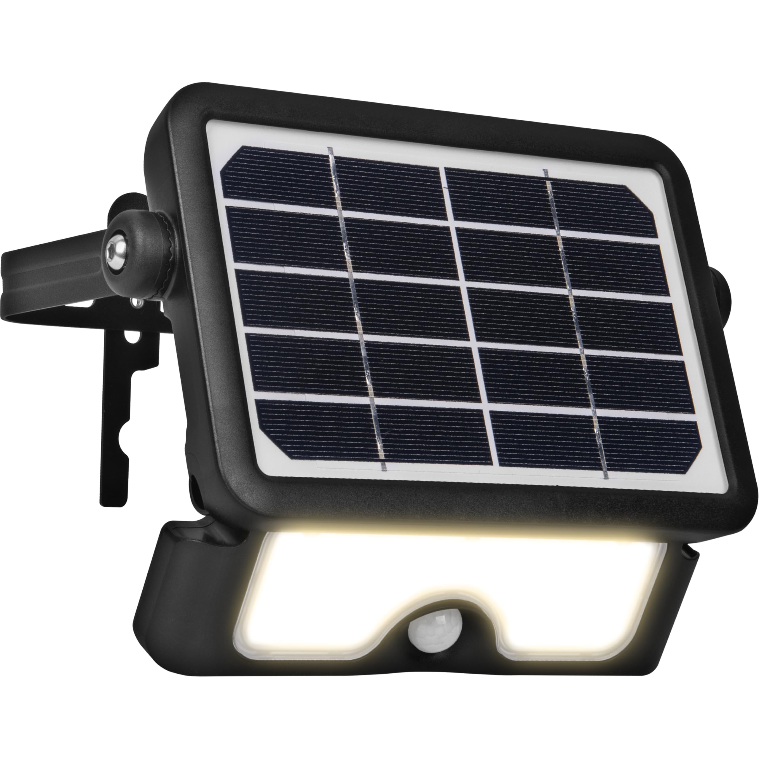 Luceco Projecteur Extérieur LED à Énergie Solaire avec Capteur de Mouvement PIR, Lumière de Sécurité, Réglable, Gardien, Noir, IP65, 5W, 550lm, 4000K, LEXSF6B40