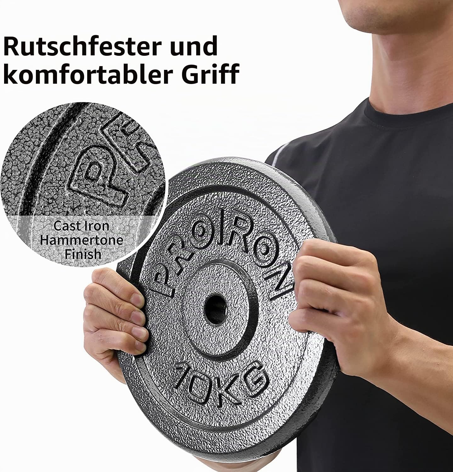 PROIRON Hantelscheiben-Set aus Gusseisen, 1,25 kg, 2,5 kg, 5 kg, 10 kg (verschiedene Größen) für 2,5 cm Hantelstange