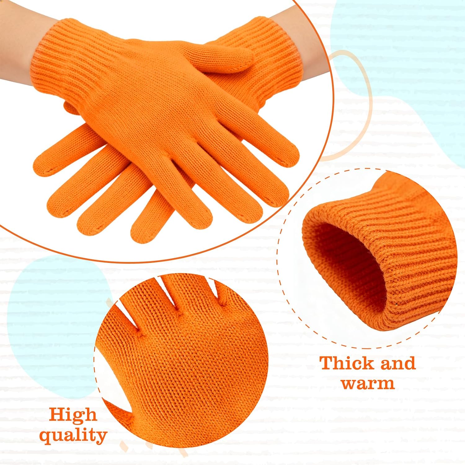 4 Pcs Orange Cosutme Accessory Set Including Orange Beanie Cap Gloves Yellow Eyebrows Glasses and Yellow Fake Mustache for Men Women World Book Day Halloween Cosplay Party Supplies