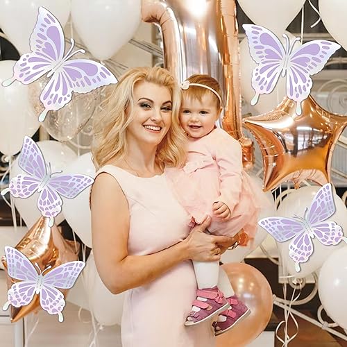 Miniatura 4 de Juego de 14 calcomanías de mariposa 3D, 2 capas de papel gigante de mariposas, juego de decoración de pared de mariposas, calcomanías de pared de