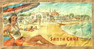 Santa Cruz Beach Microfiber Beach Towel – Quick Dry, Sand Free & Lightweight – Large Beach Towel with Hidden Pocket – Fast Drying Beach Blanket for Travel, Pool, Outdoors – Retro California Art