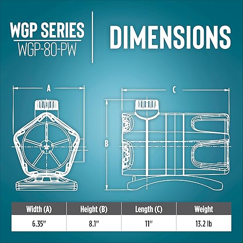 Miniatura 2 de Little Giant WGP-80-PW 115 voltios, 3500 GPH Bomba sumergible de cascada y estanque de accionamiento directo de doble descarga, color negro, 566417