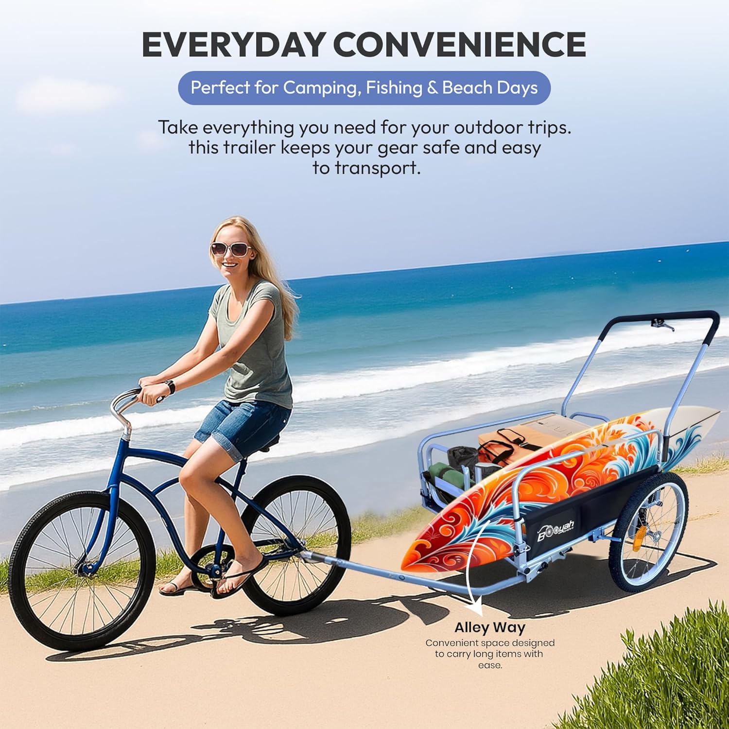 The Original Booyah’s Cargo Stroller and Bicycle Bike Trailer Suspension Beach Sport Cart with Cup Holder Organizer, Stroller Hook and Electric Bike Hitch