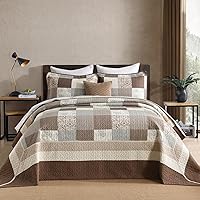 Vista 10 de Colcha tamaño Queen 100% algodón de 120 x 102 pulgadas, juego de edredón de gran tamaño, colcha extragrande de granja, patrón botánico a cuadros