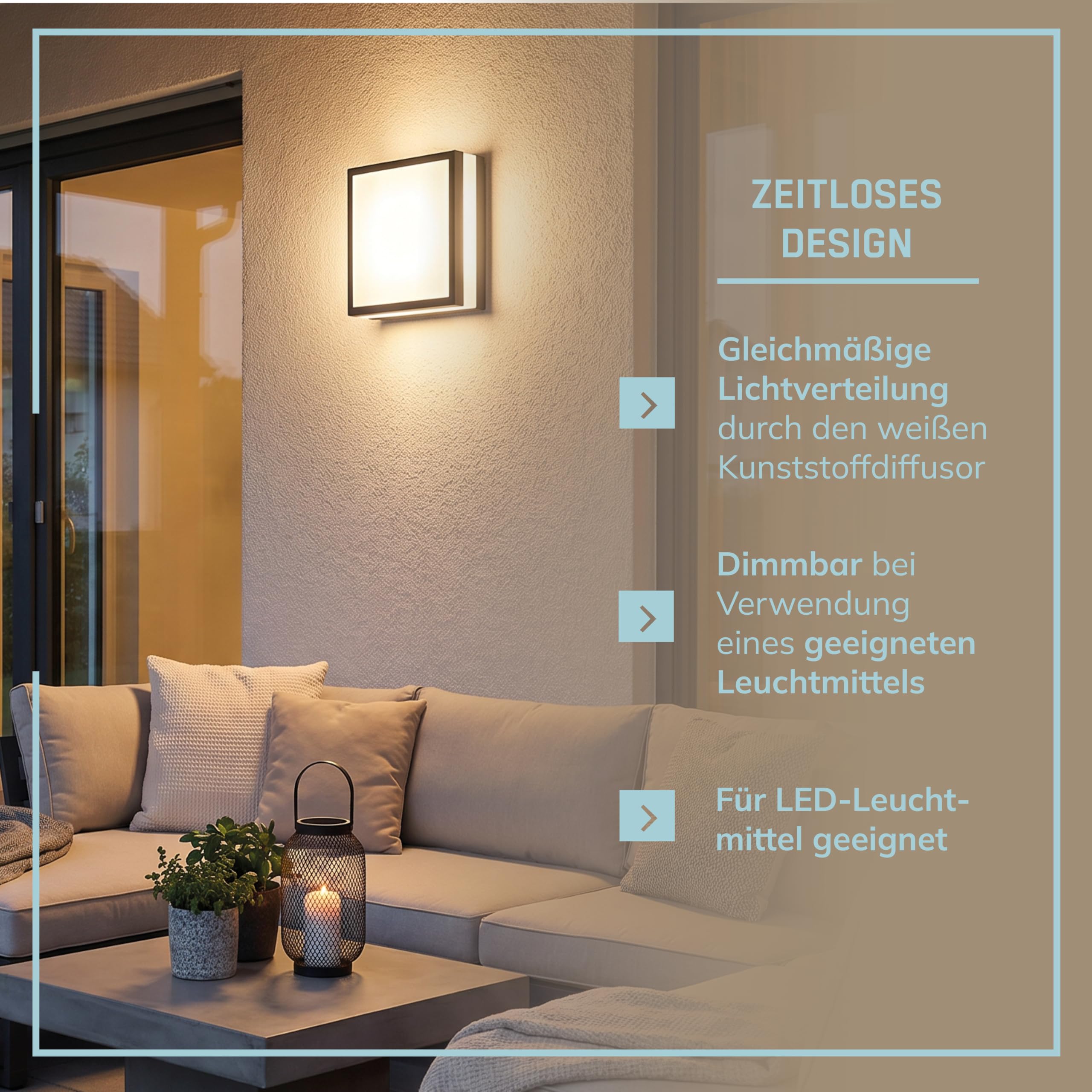 Lightbox Außen Deckenlampe IP44 - Deckenleuchte anthrazit 28,5 cm E27 exkl. | Outdoor Deckenlampe | 9 x 29 cm | 2 flammige Außen Wand- & Deckenleuchte | für Terasse oder Gartenhaus | 2 x E27 Fassung | au