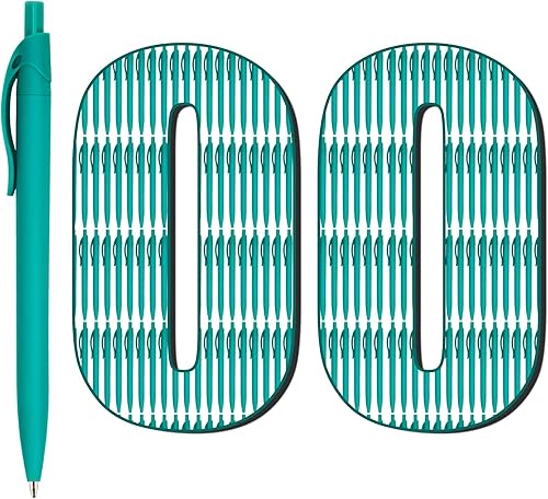 Deegtran Paquete de 100 bolígrafos de clic, color verde azulado y azul, bolígrafos retráctiles al por mayor, punta media, tinta suave, tinta negra