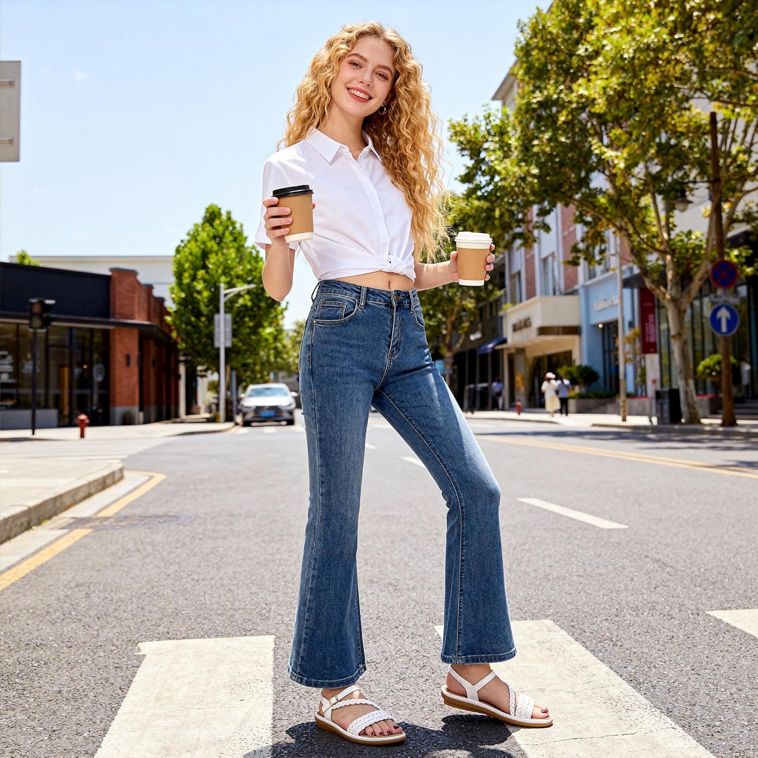 Aomigoct Dressy Womens Sandals Summer: Comfortable Strappy Flats Sandals Women - Beach Walking Woman Shoes - Image 2