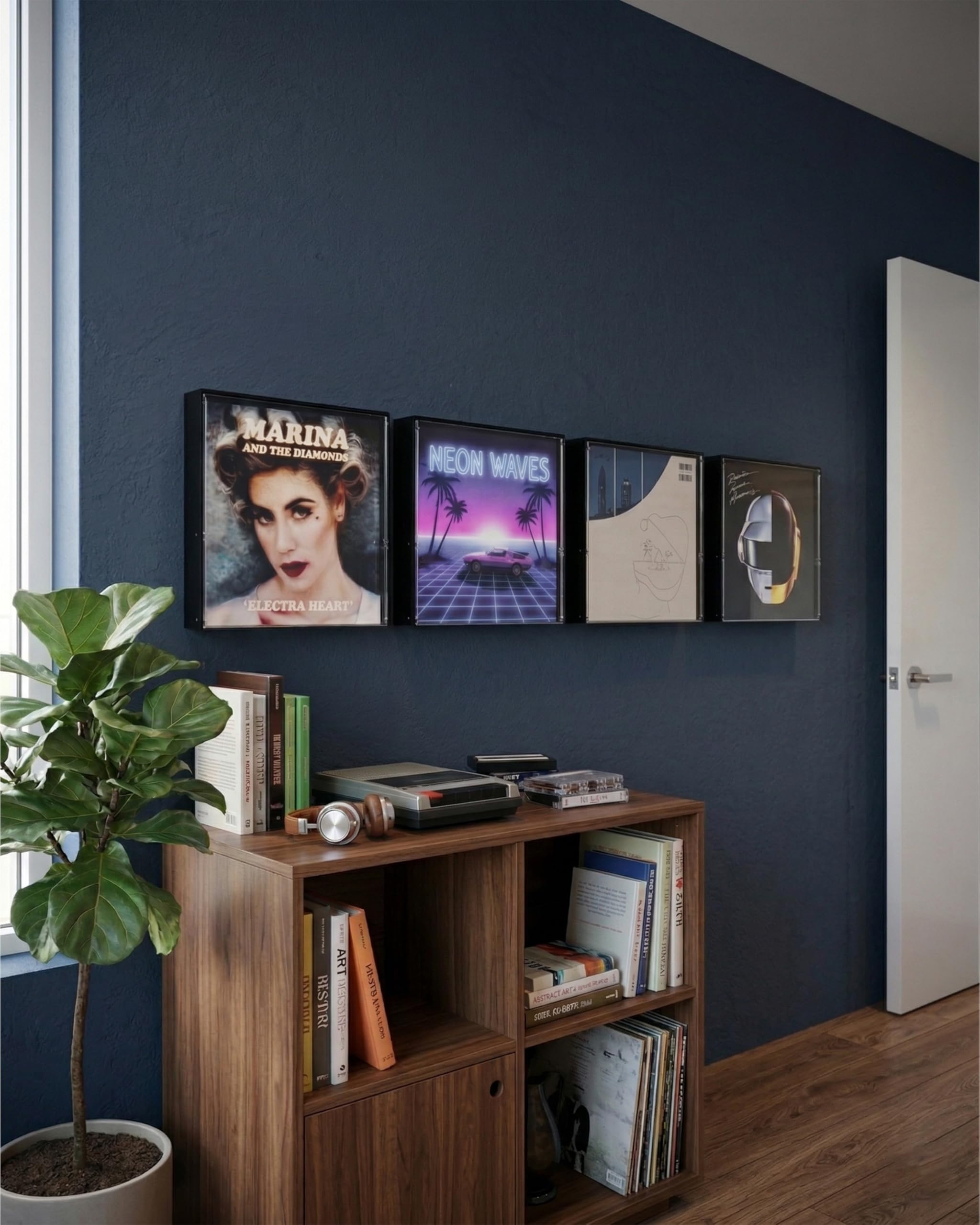 Cornice per dischi in vinile acrilico, supporto da parete per dischi in vinile fino a 20 dischi, cornice in vinile per LP da 30 x 30 cm, cornice in vinile (1 confezione/nero)