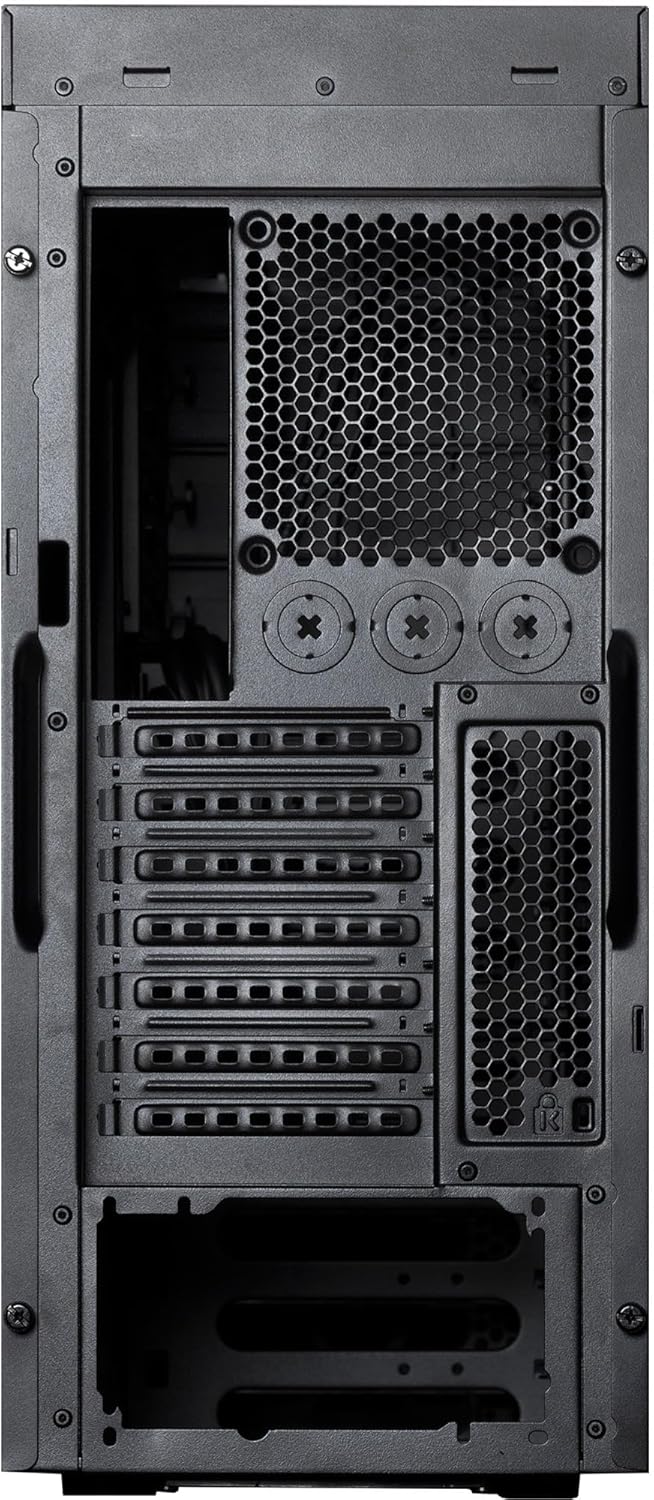 వెనుక view of Chieftec CW-01B-OP case showing expansion slots and fan mount