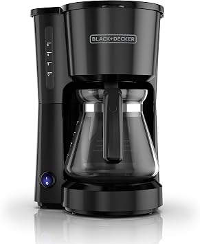 BLACK+DECKER 5-Cup Coffee Maker with On/Off Switch, Sneak-A-Cup Feature, and Easy-View Water Window, Black