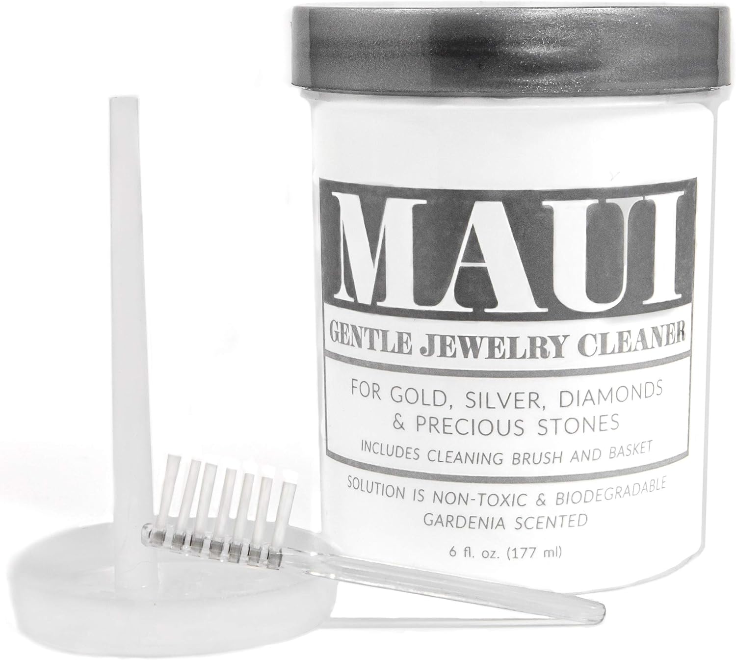 Maui Gentle Jewelry Cleaner Solution Kit with Polishing Cloth. Amonia Free Non-Toxic - Biodegradable Liquid Solution - Gardenia Scent - Cleaner for Gold Silver Fine Jewelry & Fashion Cleaning 6 Ounce : Clothing, Shoes & Jewelry