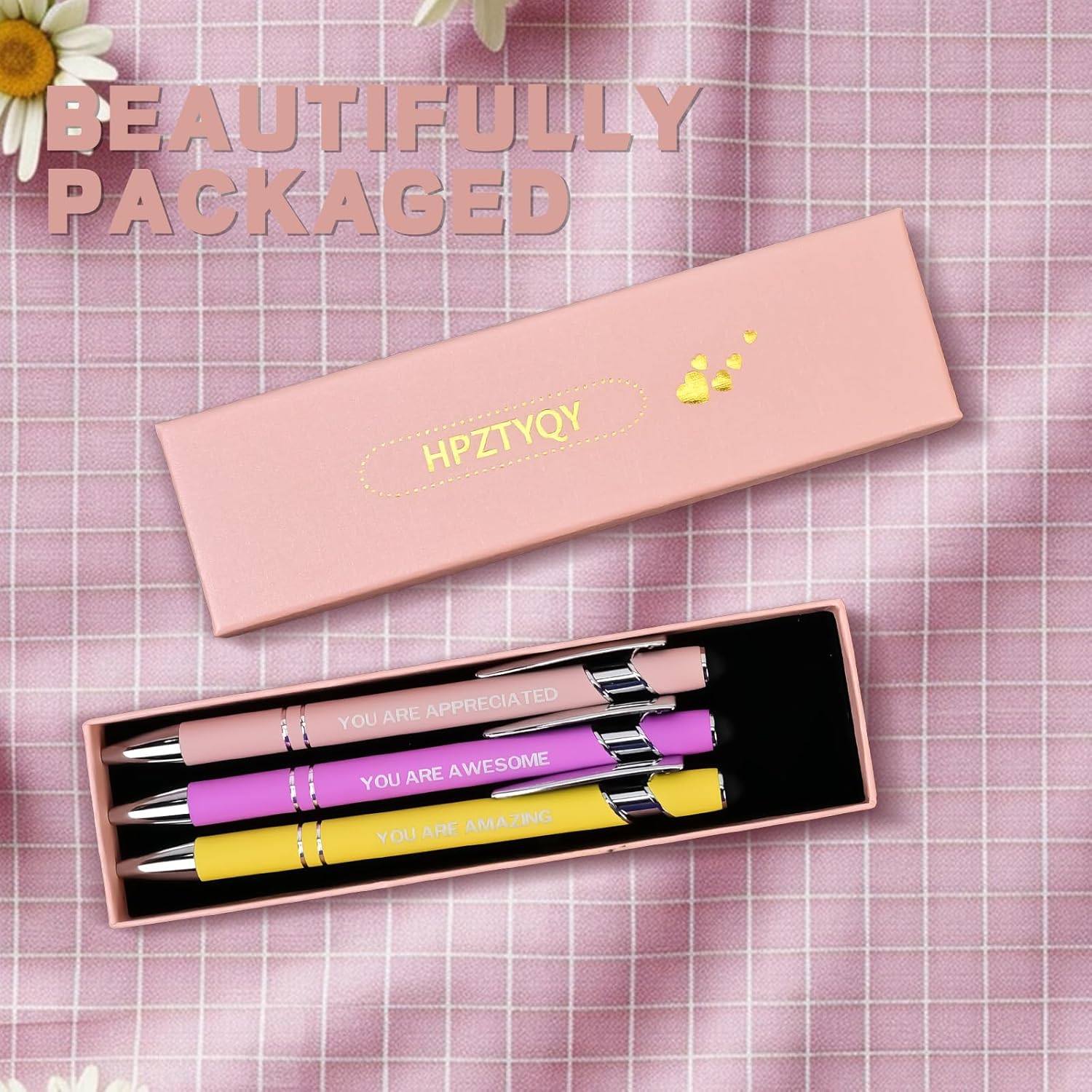 3Pcs Fancy Pens for Women, Employee Appreciation Gifts, Thank You & Appreciation Gifts for Coworkers & Teachers (Yellow Pink Purple) - Image 6