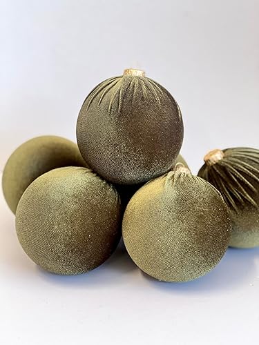 Miniatura 9 de Green Christmas Handmade Velvet Ornaments, Bulk Christmas Balls, Christmas Tree Bulbs, Christmas Decorations, Christmas Gift Idea, Set of 12