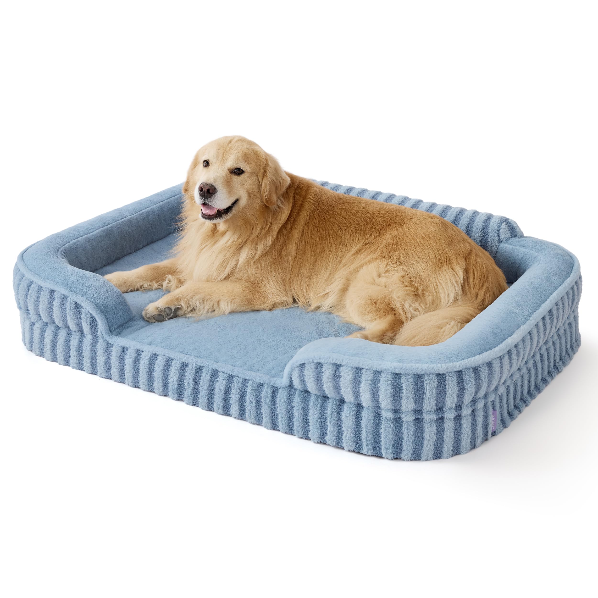 LE SURE Cute XL Dog Beds, Orthopedic Waterproof Dog Bed for Extra Large Dogs, High Back Non-Slip Bottom and Egg-Crate Foam Big Pet Couch Sofa with Washable Removable Cover, Blue
