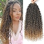 Col Bling Goddess Locs Crochet Hair 18 Inch 8 Packs Faux Locs Crochet Hair for Women Pre Looped River Locs Crochet with Curly Ends (18 Inch 8 Packs, T27)