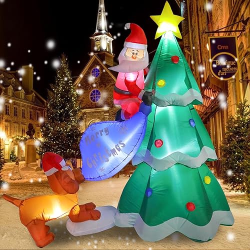 Miniatura 7 de Decoraciones inflables de árbol de Navidad de 6.3 pies para exteriores, decoraciones de patio de Navidad inflables con luces LED, estrella de árbol,