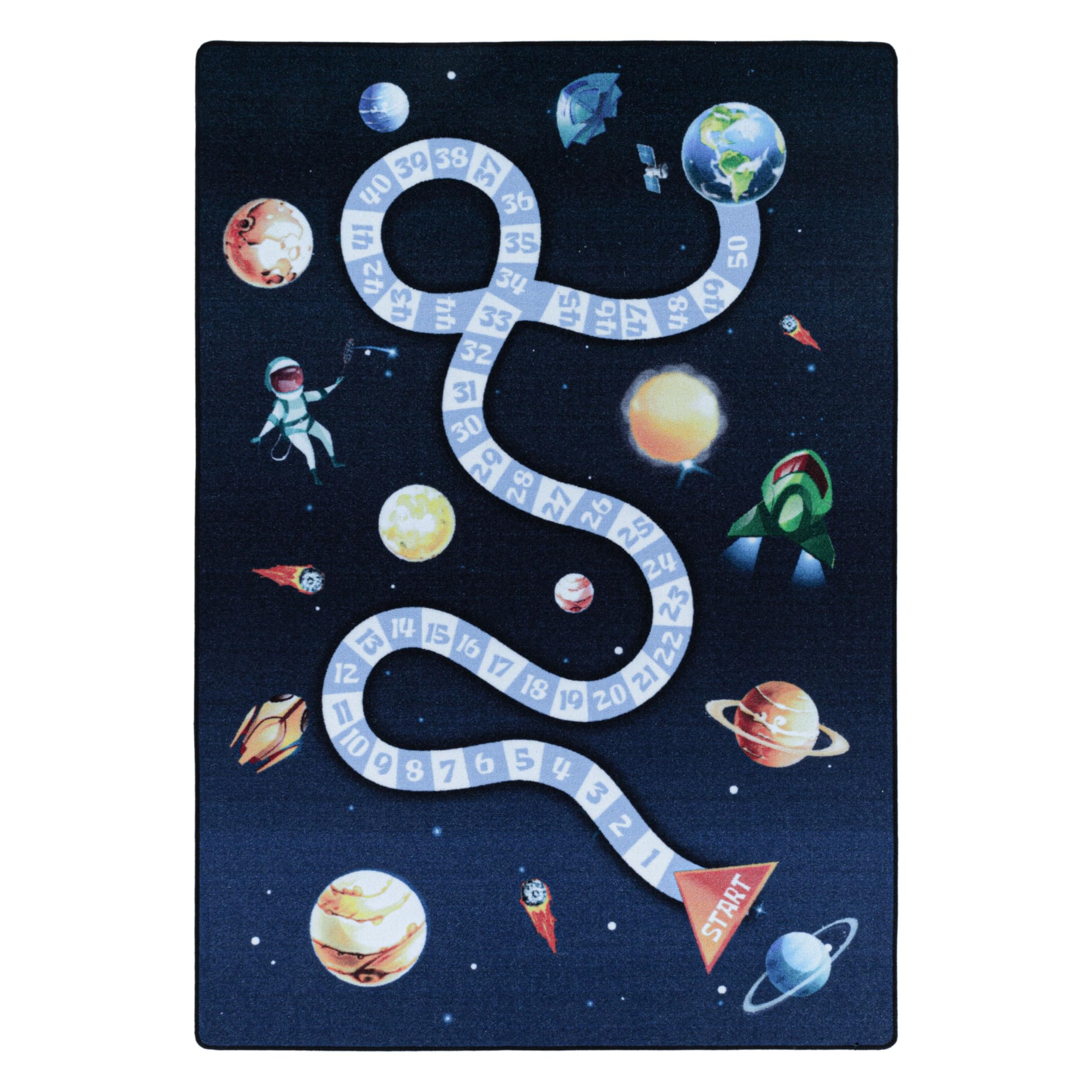 HomebyHome Alfombra Infantil Azul Marino 160x230 cm Espacio Diseño Moderno Antideslizante Lavable Fácil Cuidado Suave Antialérgica Habitación