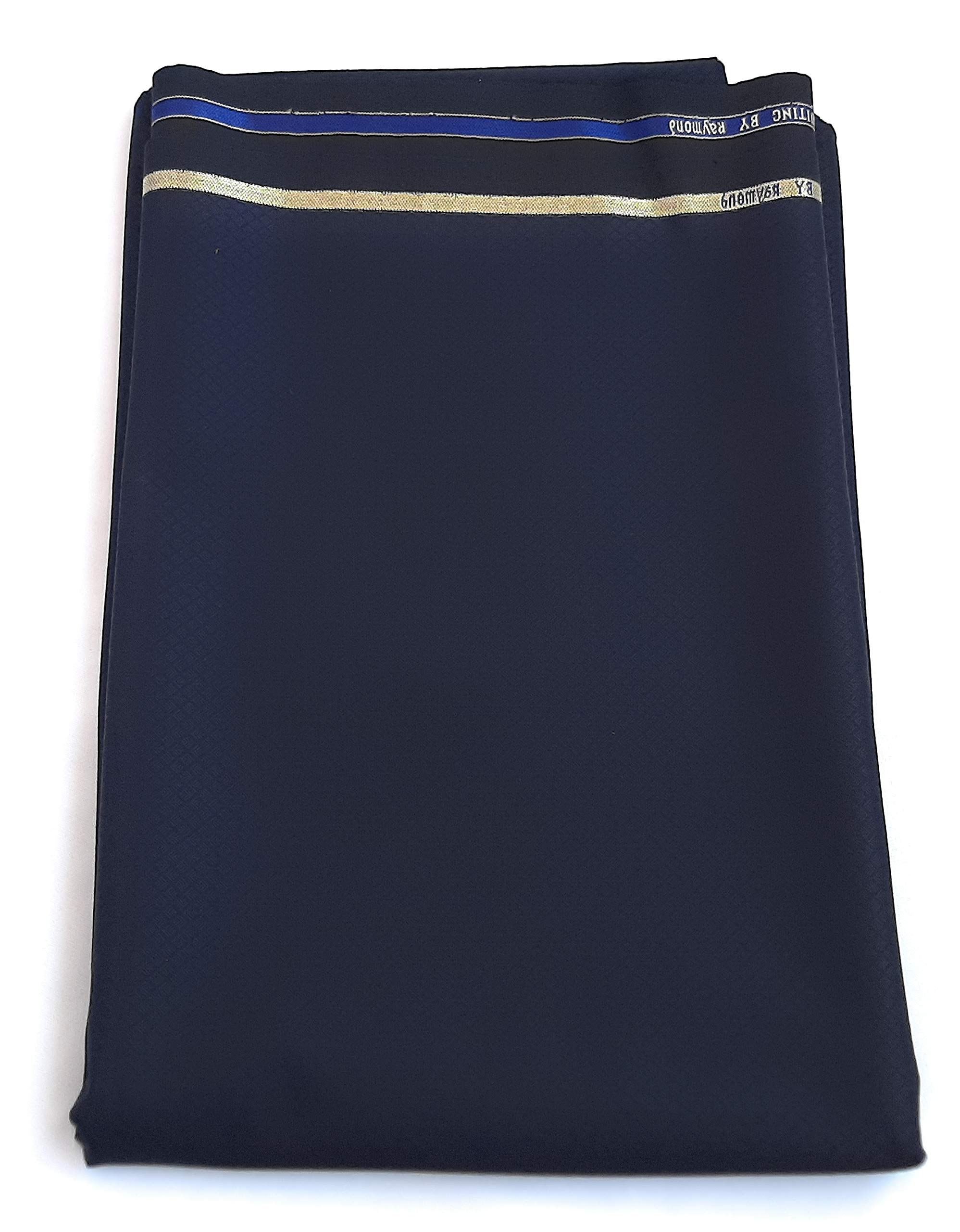 Men's Poly Wool Blended Unstitched 3.10 m Self Design Suit Fabric (Blue, Free Size)