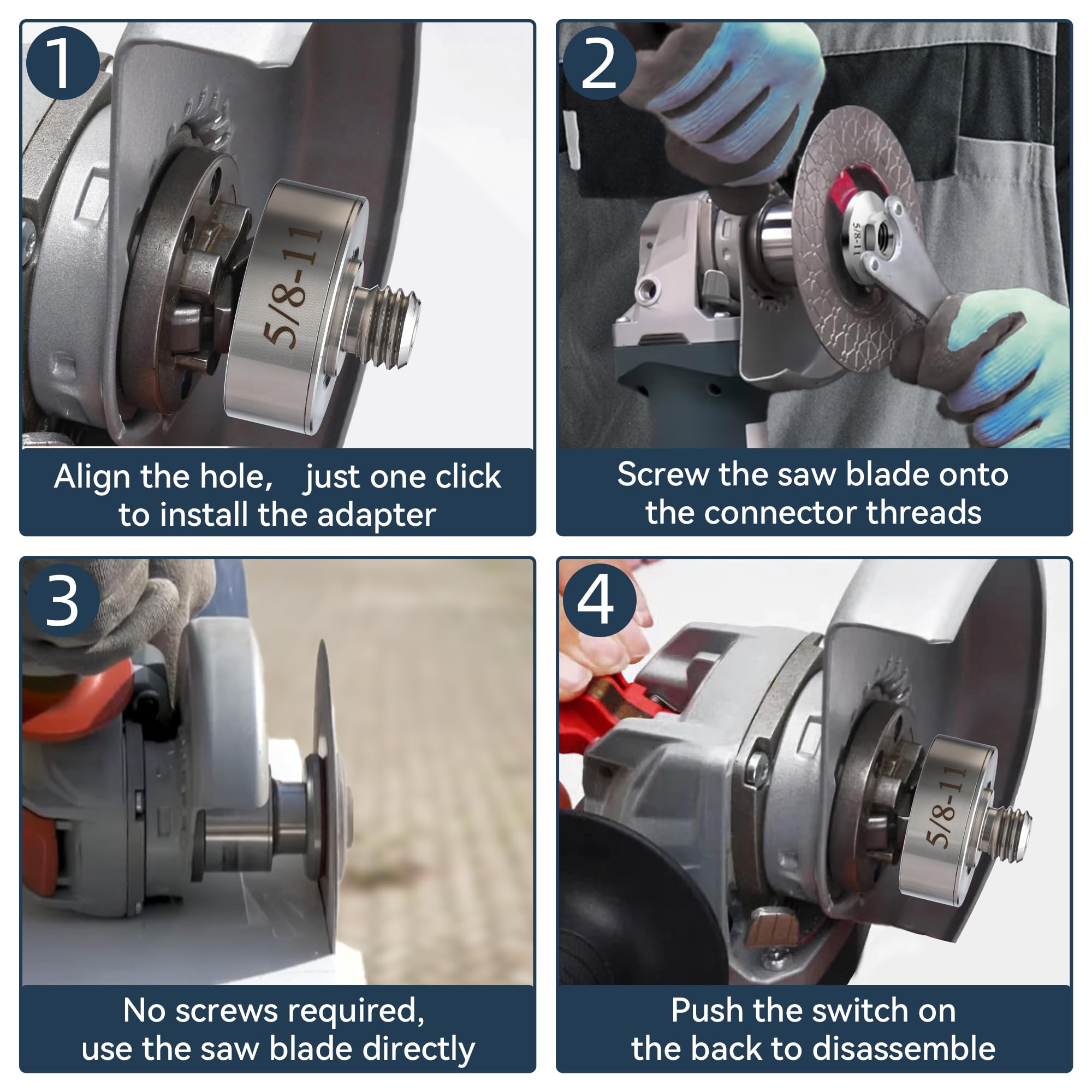 Dreyoo Grinder Lock to 5/8"-11 Thread, 5/8-11 Adapter & Lock Nut — Amazon image 4