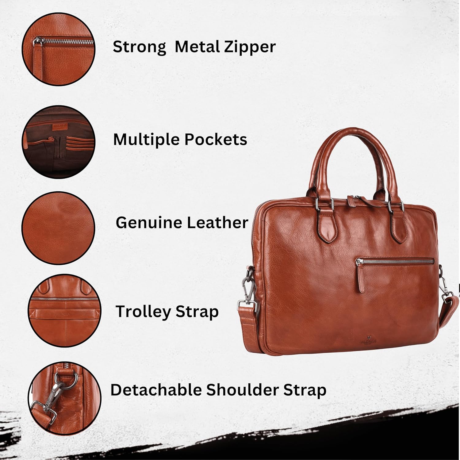 Genuine Italian Leather 14-Inch Laptop Messenger Bag for Men – Multifunctional Satchel Shoulder Bag with Detachable Strap