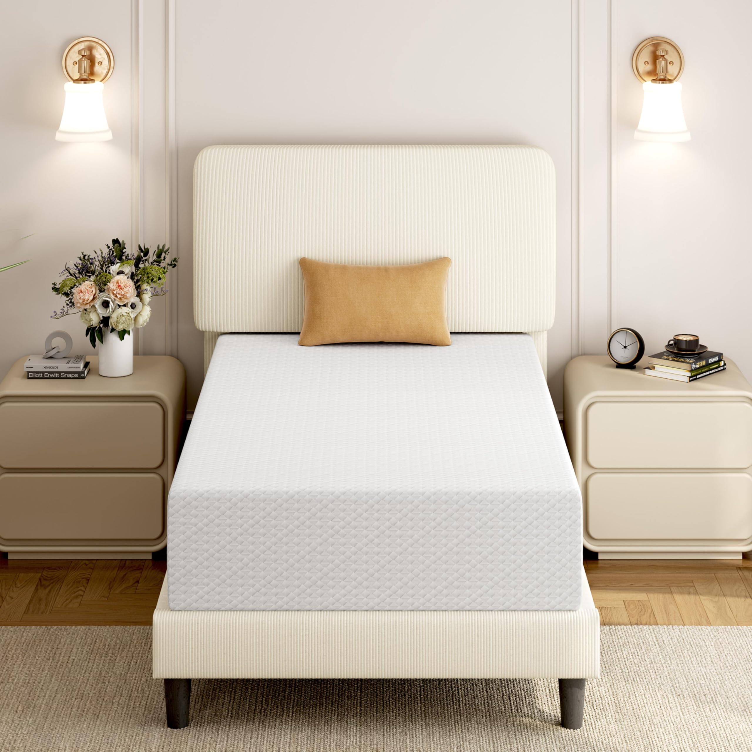 12 Inch Twin Mattress 3 Foam Layer Cooling Gel Memory Foam Mattresses, Green Tea for Fresher Sleep, Medium Firm, CertiPUR-US Certified, No Fiberglass, Twin Size Mattress in a Box