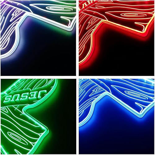 Miniatura 4 de ADVPRO Jesús salva cruz de madera con cinta RGB Dynamic Glam LED Sign - Forma de corte a borde - Decoración de pared inteligente 3D - Iluminación