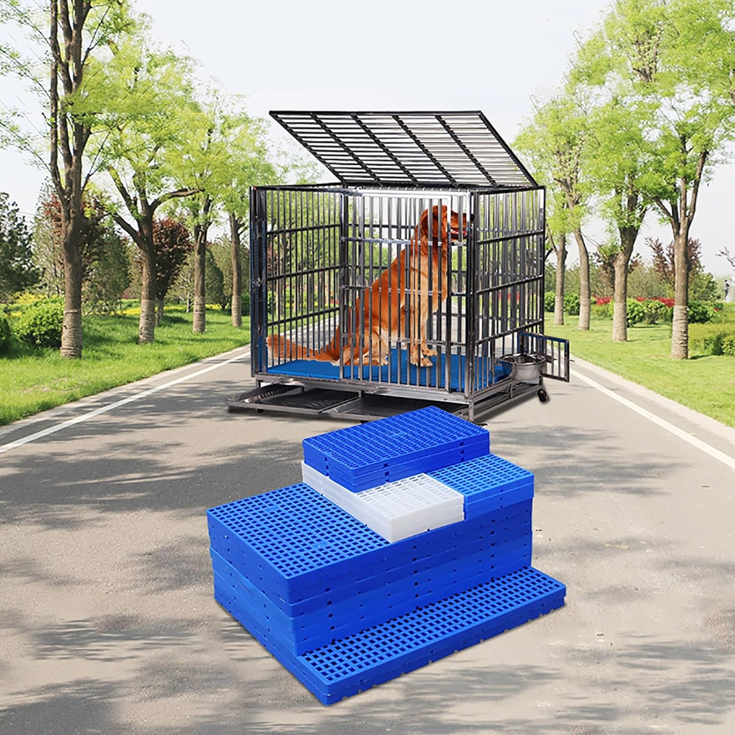 Plastic Pallets Basement Floor, Interlocking with Breathable Grids Storage Pad, Lightweight Floor Polyethylene Pallet for Garages, Kitchen, Basement, Supermarket, Warehouse(White,30x90cm/12x35in)