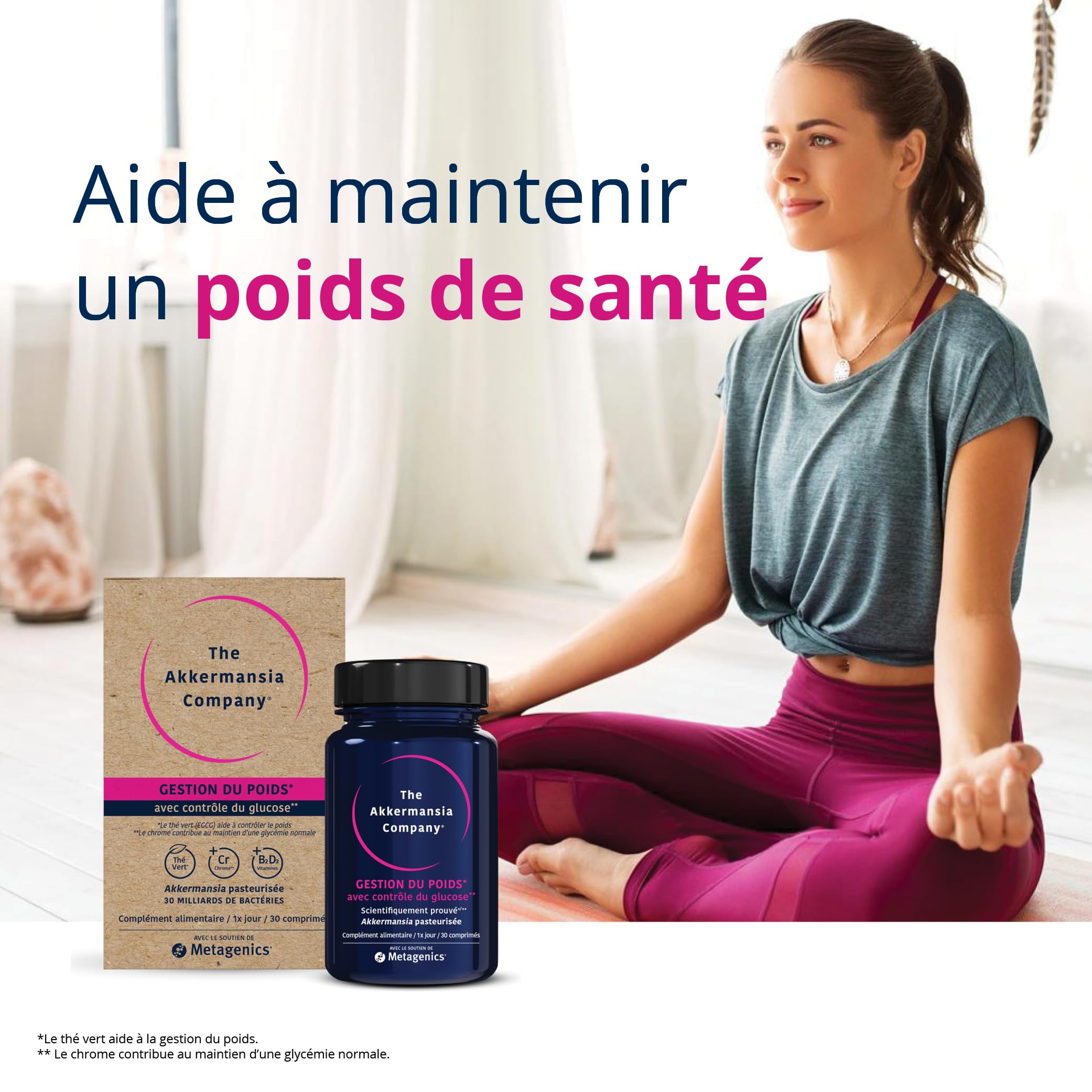 The Akkermansia Company Gestion du poids - Probiotiques, Vitamine D, B1 et B2 - Pour améliorer l'équilibre de la flore intestinale - 30 comprimés