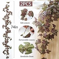 Vista 16 de Mizii 2 Strands Artificial Maples Vines Garland 79" Fake Vine Silk Maple Leaves Faux Hanging Fall Garland for Fall Decor Thanksgiving Porch Mantle