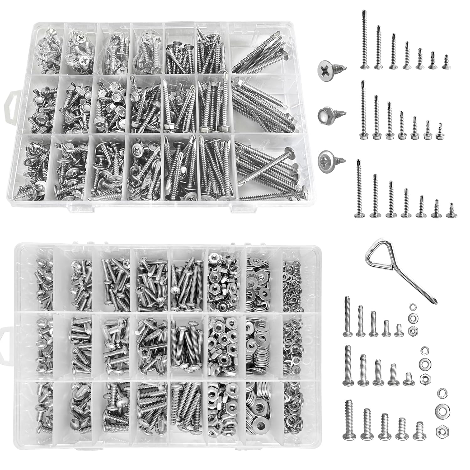 Chunyee 450pcs 8 Self Tapping Screws for Metal 1/2" to 2