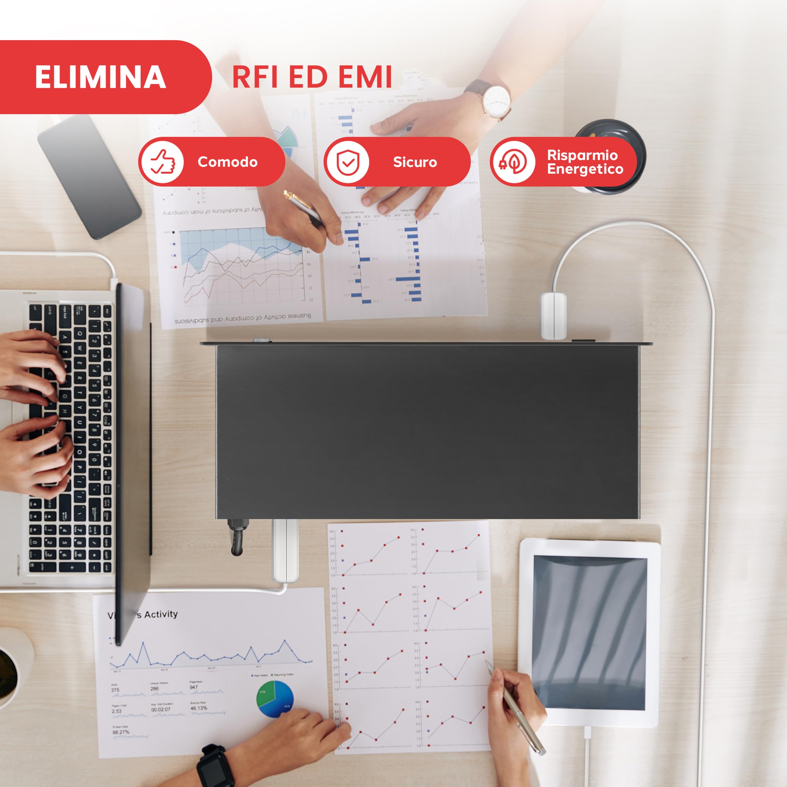 Pyle Multipresa PDU, Protezione Sovratensione, 150 Joule 15 A 7 Prese, Cavo Elettrico Robusto, 1U Rack Montaggio, Barra di Alimentazione con Filtro AC